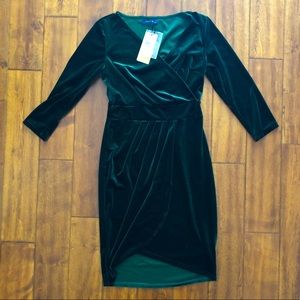 Long Sleeve Velvet Bodycon Wrap Cocktail Dress